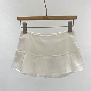 White Pleated Mini Skort XS